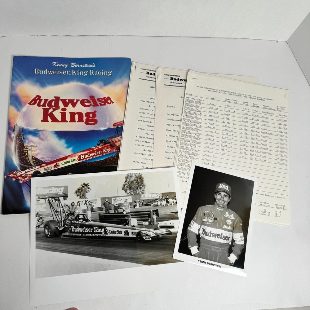 Kenny Bernstein Budweiser King Racing Souvenirs Book with Season Summary‎ & Pics